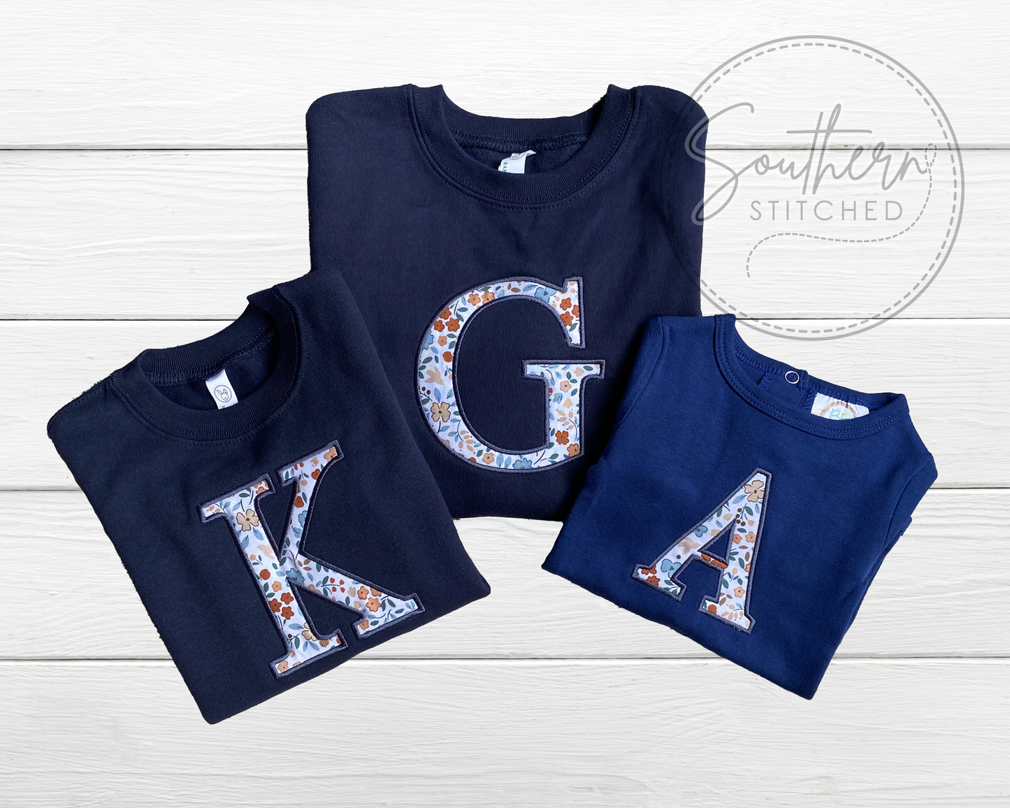 Floral Classic Initial Applique Sweatshirt