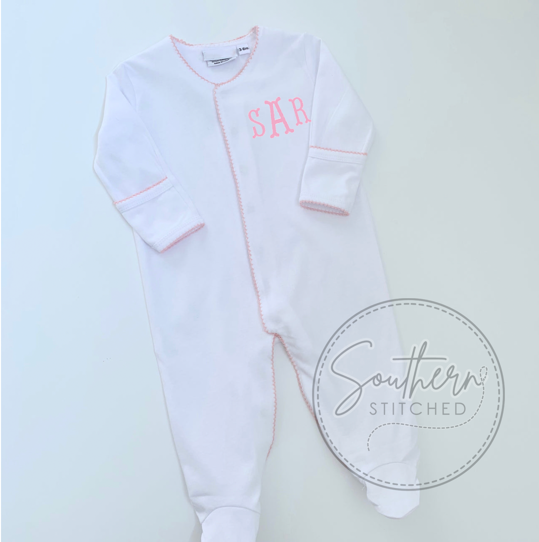 Pink/Blue Footed Baby Romper