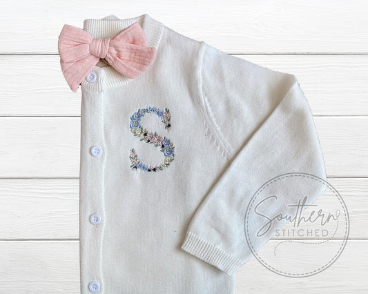 Baby/ Toddler Floral Letter Cardigan/ Sweater