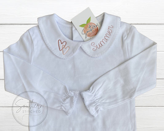 Baby/Toddler/Girls Personalized Valentine's Day Peter Pan Top/Bodysuit